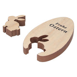 Wooden Egg Shape Ornament Cute Rabbit Tabletop Decor Wooden Craft Ornaments for Home Office