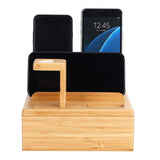 Bamboo Device Organizer Stand Cellphone Tablet Watch Holder Desktop Storage Box Gifts