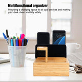Bamboo Device Organizer Stand Cellphone Tablet Watch Holder Desktop Storage Box Gifts