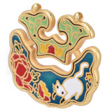 Chinese Retro Peace Lock Pendant Unique Charm Enamel Porcelain Lock Pendant Men Women Silver Jewelry for GiftWhite Cat Lock