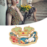 Chinese Retro Peace Lock Pendant Unique Charm Enamel Porcelain Lock Pendant Men Women Silver Jewelry for GiftWhite Cat Lock