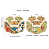 Chinese Retro Peace Lock Pendant Unique Charm Enamel Porcelain Lock Pendant Men Women Silver Jewelry for GiftWhite Cat Lock
