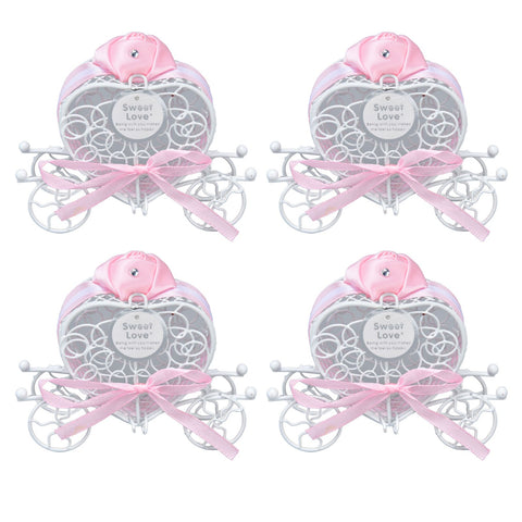 4PCS Wedding Candy Box Tinplate Heart Shaped Candy Box Romantic Valentines Gift Box for Birthday PartyPink