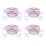 4PCS Wedding Candy Box Tinplate Heart Shaped Candy Box Romantic Valentines Gift Box for Birthday PartyPink