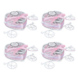 4PCS Wedding Candy Box Tinplate Heart Shaped Candy Box Romantic Valentines Gift Box for Birthday PartyPink