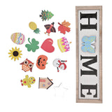Welcome Door Sign Wooden Welcome Sign with 16 Interchangeable Icons for Farmhouse Office Classroom Beach House