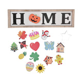 Welcome Door Sign Wooden Welcome Sign with 16 Interchangeable Icons for Farmhouse Office Classroom Beach House