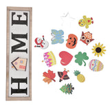 Welcome Door Sign Wooden Welcome Sign with 16 Interchangeable Icons for Farmhouse Office Classroom Beach House
