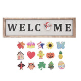 Door Sign Wooden Seasonal Rustic Welcome Door Decoration with 16 Interchangeable Icons for Farmhouse Office Home In Australia - Darrahopens