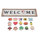 Door Sign Wooden Seasonal Rustic Welcome Door Decoration with 16 Interchangeable Icons for Farmhouse Office Home In Australia - Darrahopens