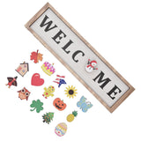 Door Sign Wooden Seasonal Rustic Welcome Door Decoration with 16 Interchangeable Icons for Farmhouse Office Home In Australia - Darrahopens