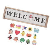 Door Sign Wooden Seasonal Rustic Welcome Door Decoration with 16 Interchangeable Icons for Farmhouse Office Home In Australia - Darrahopens