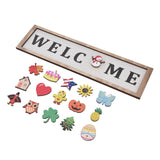 Door Sign Wooden Seasonal Rustic Welcome Door Decoration with 16 Interchangeable Icons for Farmhouse Office Home In Australia - Darrahopens