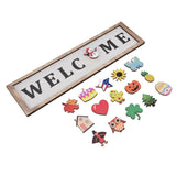 Door Sign Wooden Seasonal Rustic Welcome Door Decoration with 16 Interchangeable Icons for Farmhouse Office Home