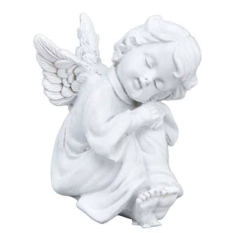 Cherub Statue Synthetic Resin Material Lovely Style White Baby Figurines for Party DecorationsCherub Statue Left