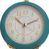 European Style Metal Clock Ingenious Mute Round Children Electronic Quartz Alarm Clock for Living Room Bedroom Dark Blue