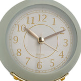 European Style Metal Clock Ingenious Mute Round Children Electronic Quartz Alarm Clock for Living Room Bedroom Light Green