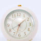 Small Round Clock Circular Base Mute Corrosion Resistance Quartz Bedside Alarm Clock with Night Light for Bedroom School Creamy White, Golden Cover In Australia - Darrahopens