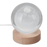 3D Moon Night Lamp Crystal Ball Night Light LED Wooden Inter Carving Tabletop Ornaments for Friends Kids Gifts Moon White Light
