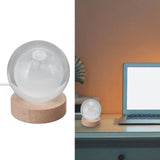 3D Moon Night Lamp Crystal Ball Night Light LED Wooden Inter Carving Tabletop Ornaments for Friends Kids Gifts Moon Warm Light