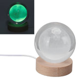 3D Moon Night Lamp Crystal Ball Night Light LED Wooden Inter Carving Tabletop Ornaments for Friends Kids Gifts Moon Colorful Light