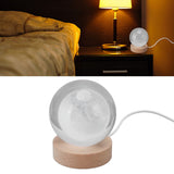 3D Moon Night Lamp Crystal Ball Night Light LED Wooden Inter Carving Tabletop Ornaments for Friends Kids Gifts Moon Colorful Light