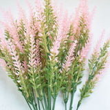 Plastic Artificial Lavender Flowers Odorless Realistic Fake Lavender for Scene Decoration Wedding Celebration Pink