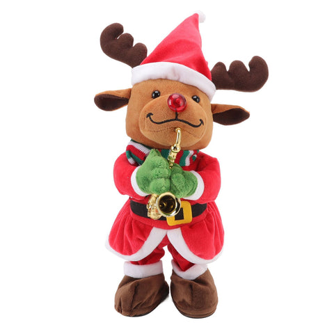 Electric Music Christmas Toy Doll 8 Songs Continuous Play Dancing Singing Glowing Swinging Plush Toy for Kids Adults Christmas Elk In Australia - Darrahopens