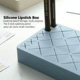 24 Slots Silicone Lipstick Organizer Makeup Cosmetics Holder Storage Box Display StandBlue