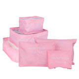 6Pcs/Set Storage Bag Clothing Sorting Bag Luggage Suitcase Packing Organizer for TravellingPink
