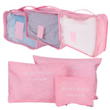 6Pcs/Set Storage Bag Clothing Sorting Bag Luggage Suitcase Packing Organizer for TravellingPink