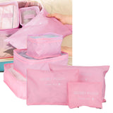 6Pcs/Set Storage Bag Clothing Sorting Bag Luggage Suitcase Packing Organizer for TravellingPink