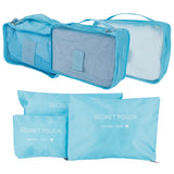 6Pcs/Set Storage Bag Clothing Sorting Bag Luggage Suitcase Packing Organizer for TravellingBlue