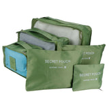 6Pcs/Set Storage Bag Clothing Sorting Bag Luggage Suitcase Packing Organizer for TravellingGreen