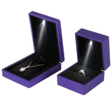 LED Jewelry Display Pendant Necklace Gift Box Ring Case Engagement Wedding SupplyPurple