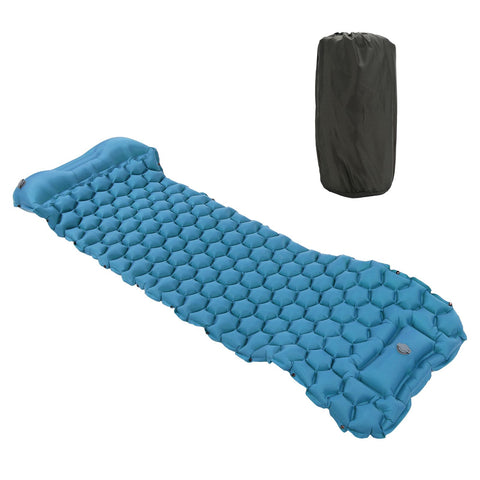 Camping Sleeping Pad Mat Foot Press Inflatable Cushion Mattress for Tent Hiking TravelPeacock Blue In Australia - Darrahopens