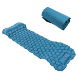 Camping Sleeping Pad Mat Foot Press Inflatable Cushion Mattress for Tent Hiking TravelPeacock Blue