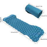 Camping Sleeping Pad Mat Foot Press Inflatable Cushion Mattress for Tent Hiking TravelPeacock Blue