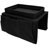 4 Pockets Sofa Armrest TV Remote Control Organizer Armchair Couch Bag with Cup Holder TrayBlack In Australia - Darrahopens