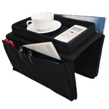 4 Pockets Sofa Armrest TV Remote Control Organizer Armchair Couch Bag with Cup Holder TrayBlack