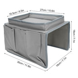 4 Pockets Sofa Armrest TV Remote Control Organizer Armchair Couch Bag with Cup Holder TrayGray