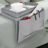 4 Pockets Sofa Armrest TV Remote Control Organizer Armchair Couch Bag with Cup Holder TrayGray