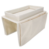 4 Pockets Sofa Armrest TV Remote Control Organizer Armchair Couch Bag with Cup Holder TrayBeige In Australia - Darrahopens