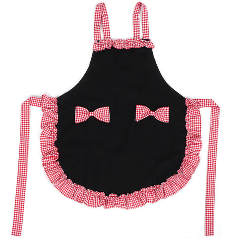 Bowknot Apron Multifunctional Cooking Oil‑Proof Waterproof Antifouling Apron for KitchenBlack + Pink In Australia - Darrahopens