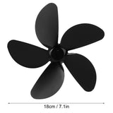 Fireplace Fan Blade Universal Aluminum Alloy 5-Blade Heat Powered Fan Accessory Black