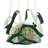Plant Hanger PU Leather Wall Hanging Flower Pot Holder Basket Home Garden DecorationS Green
