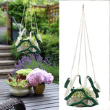 Plant Hanger PU Leather Wall Hanging Flower Pot Holder Basket Home Garden DecorationS Green