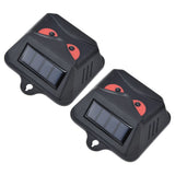 2pcs Animal Repeller Red LED Strobe Lights Waterproof Design Solar Automatic Charging ABS Housing Black Deterrent Tool