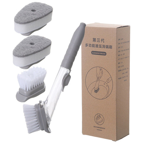 Hydraulic Brush Automatic Adding Liquid Pot Soft Kitchen Brush Kitchen Utensils for Pot Bowl1Pc Handle 2Pcs Brushes 2Pcs Sponges In Australia - Darrahopens