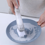 Hydraulic Brush Automatic Adding Liquid Pot Soft Kitchen Brush Kitchen Utensils for Pot Bowl1Pc Handle 2Pcs Brushes 2Pcs Sponges